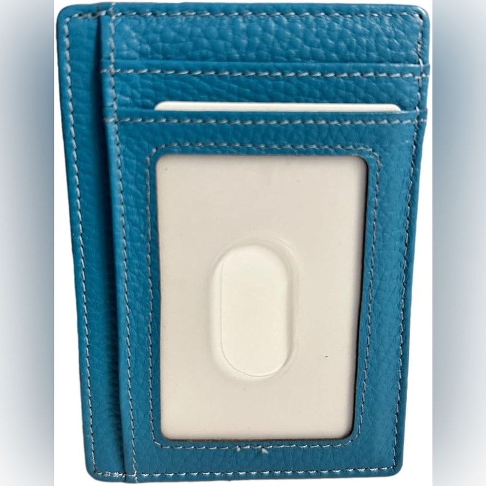BANDI Slim Wallet, Minimalist Front Pocket RFID Blocking Wallet Aqua NWOT - Picture 2 of 8